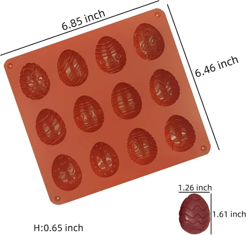 Miniatura 2 de Moldes de chocolate para huevos de Pascua, 3 piezas, moldes de silicona para dulces de Pascua, 12 diseños de moldes de huevo antiadherentes