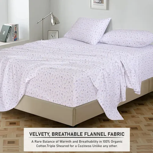 Miniatura 5 de RUVANTI Sábanas de franela tamaño Queen – Sábanas de cama 100% algodón doble cepillado, bolsillos profundos de 16 pulgadas, juego de sábanas Queen