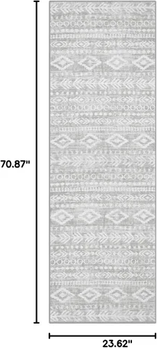 Miniatura 2 de Lahome Alfombra de pasillo gris de granja, de pelo bajo, lavable, de 2 x 6 pies, alfombra para pasillo de lavandería, antideslizante, estampado