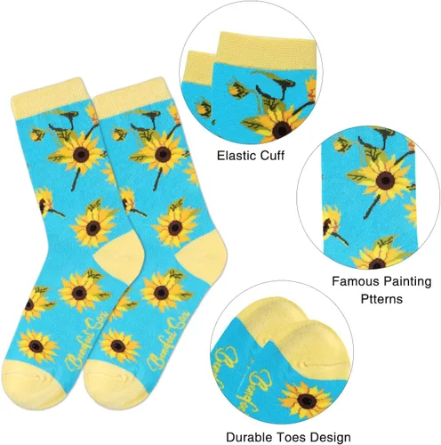 Miniatura 5 de Benefeet Sox Calcetines divertidos para mujer, calcetines de algodón casuales con estampado floral colorido de animales