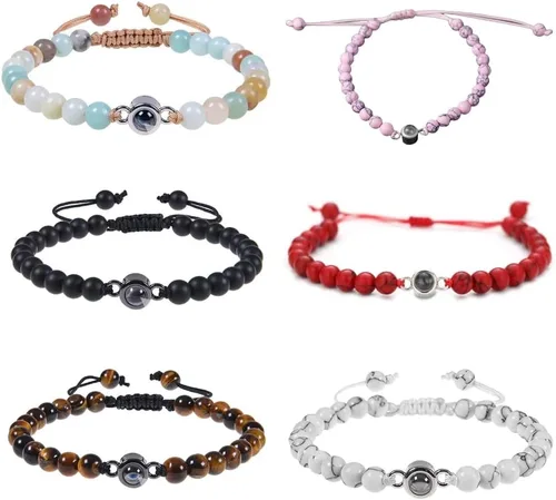 Miniatura 8 de Elegante pulsera de proyección de cristales que muestra I Loves You en 100 idiomas, gran regalo para amantes y parejas de uso diario