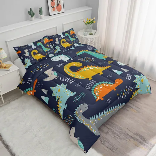 Miniatura 2 de Juego de edredón de camión de construcción para niños varones, niños, maquinaria excavadoras vehículos tractor juego de ropa de cama con 1 edredón