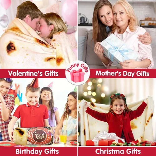 Miniatura 3 de Jorbest Manta de Tortilla de Burrito para Regalo de Cumpleaños para Mujeres, Hombres, Adolescentes, Niños y Niñas, Manta de Comida de Tortilla