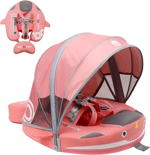 Miniatura 7 de Flotador de piscina para bebé con toldo ajustable 3D UPF50+, añade cola, flotador no inflable para piscina, flotadores de narval de dibujos animados