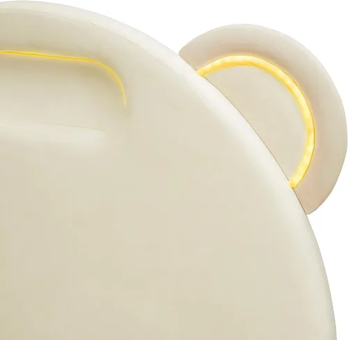 Miniatura 8 de Cama de plataforma tapizada de tamaño individual con cabecero en forma de oso y rayas de luz incrustadas, bonito marco de cama de plataforma