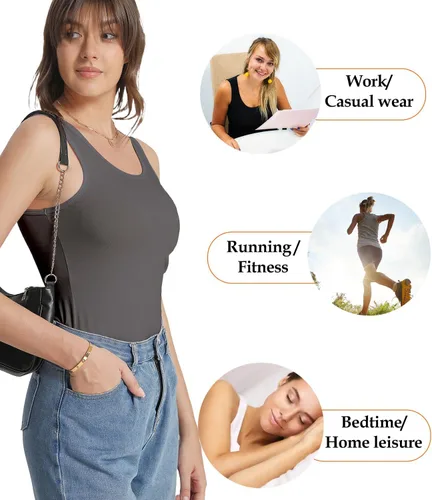 Miniatura 5 de wirarpa Camisetas sin mangas de algodón para mujer, cómodas, capa base, paquete de 2