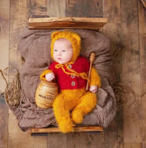 Miniatura 6 de Moda recién nacido niños niñas bebé sesión de fotos accesorios trajes ganchillo ropa mohair sombrero pantalones fotografía accesorios disfraz