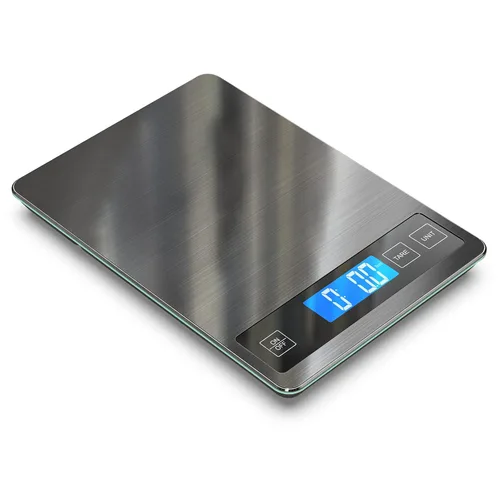 Nicewell - Báscula de alimentos digital de 22 libras, báscula de cocina gris de acero inoxidable, peso en gramos y onzas para cocinar y hornear,