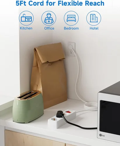Miniatura 3 de Adaptador de enchufe de Europa a EE. UU., Adaptador de la UE a EE. UU., 3 salidas de CA para dispositivos electrónicos europeos, viajes de Francia