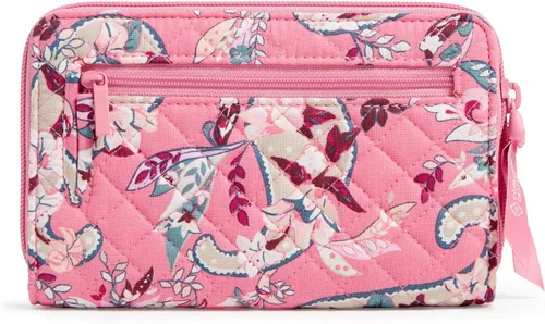 Miniatura 3 de Vera Bradley Cartera de algodón Turnlock para mujer con protección RFID