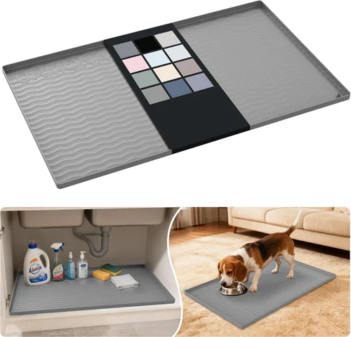 Miniatura 98 de URMONA Tapete de silicona impermeable para debajo del fregadero, 34 x 22 pulgadas, forro para estante de cocina y baño, protector de gabinetes