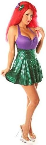 Miniatura 3 de Conjunto de disfraz de sirena para Halloween, Navidad, cosplay, juego de rol, verde y morado, Verde, púrpura