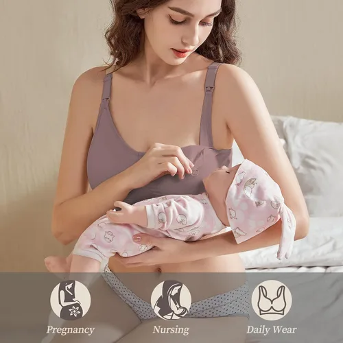 Miniatura 8 de Nursing Bras for Breastfeeding 3 Pack Seamless Maternity Bras Pregnancy Sleep Bralette with Extra Bra Extenders and Clips