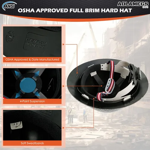 Miniatura 4 de Stylish Carbon Fiber Pattern Full Brim Hard Hat with Hard Hat Liner and Safety Visor Kit - ANSI Z89.1 Type 1 Class C OSHA Approved Construction Hard