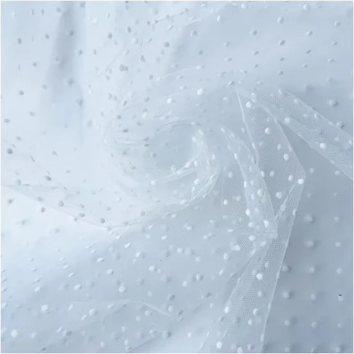 Miniatura 13 de ECYC Ltd 17.7 x 61 pulgadas, tela de tul de lunares blancos, tela de tul de malla de tul transparente para coser, faldas tutú, velo de novia