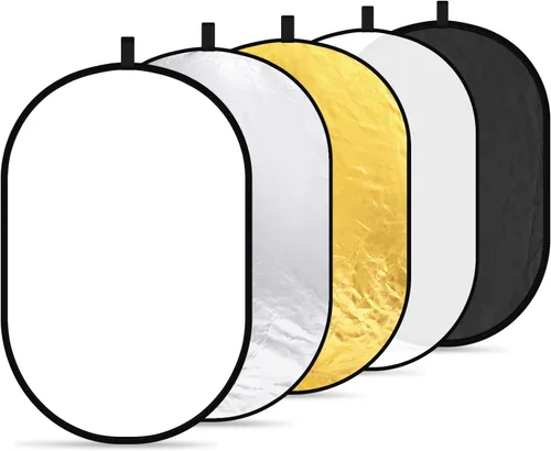 NEEWER Reflectores de luz de 24 x 36 pulgadas para fotografía, multidisco plegable portátil 5 en 1 con bolsa, translúcido, plateado, dorado, negro,