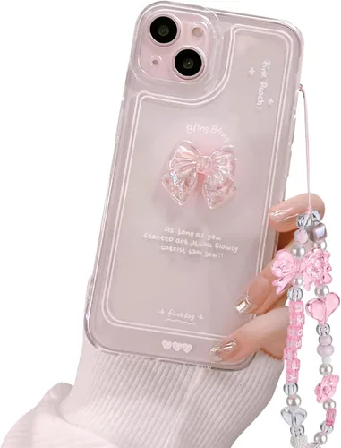 Miniatura 11 de Ownest Compatible para iPhone 7/iPhone 8/iPhone SE Linda Funda de 3D Rosa Moño Delgado Transparente Diseño Estético Protección para Lente de Cámara