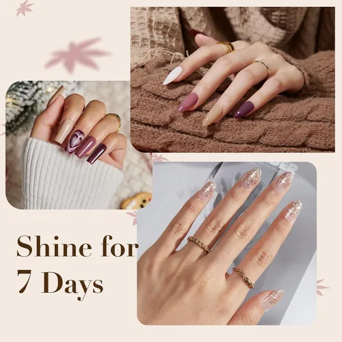Miniatura 2 de AZUREBEAUTY Juego de esmaltes de uñas de 4 colores nude morado con brillantina, esmalte de uñas natural de secado rápido, esmalte de uñas con capa