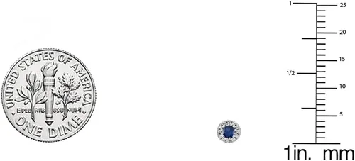 Miniatura 2 de Dazzlingrock Collection 2.5mm Round Blue Sapphire & White Diamond Halo Stud Earrings for Women in 10K Gold