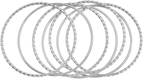 Miniatura 4 de Edforce Stainless Steel Pulsera trenzada fina y redonda apilable para mujer, juego de 7