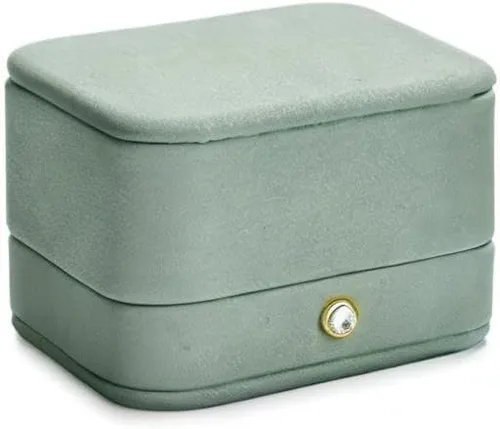 Miniatura 8 de Caja de regalo de joyería interior de terciopelo para collar colgante de cuero verde premium