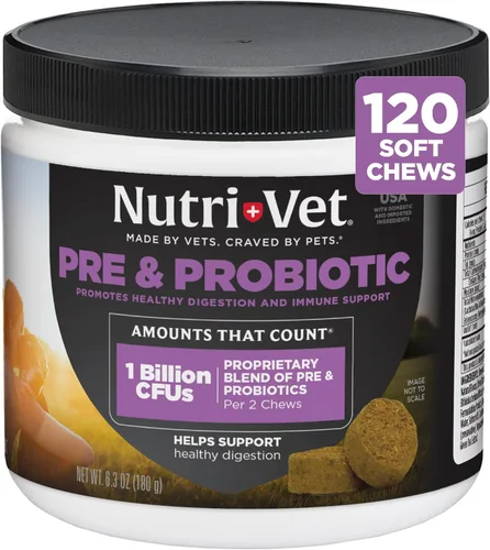 Nutri-Vet Pre y probióticos para perros, apoyo digestivo, malestar estomacal, probiótico para cachorros, vitaminas y suplementos para mascotas,