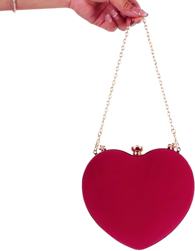 Miniatura 6 de Goclothod Bolso de mano en forma de corazón para mujer, bolso de hombro de terciopelo, bolsos de noche