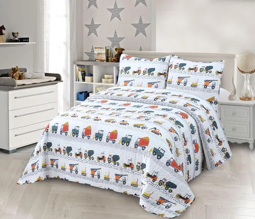 Miniatura 10 de Kids Zone Collection - Juego de colcha acolchada para niños y adolescentes, diseño de baloncesto y fútbol, azul marino y blanco, tamaño individual