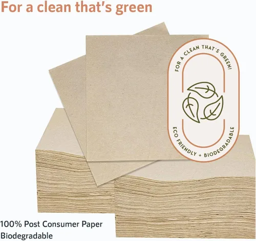 Miniatura 2 de 200 servilletas biodegradables recicladas amistosas amistosas de Eco 5x5in bebida compostable
