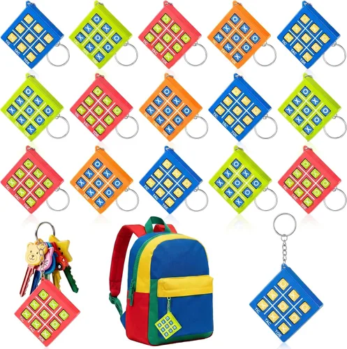 Miniatura 18 de Hicarer 64 llaveros de fiesta de Tic Tac Toe para fiestas de cumpleaños a granel, regalos de fin de año para estudiantes, niños de 8 a 12 años