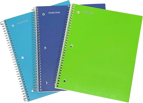 Miniatura 9 de Mintra Office Cuadernos de espiral duraderos, 1 materia, (rosa primavera, amarillo sol, hielo ártico, rayas anchas, paquete de 3)