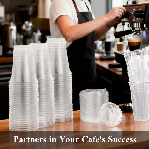 Miniatura 8 de Goodluck Paquete de 100 vasos de plástico transparente de 16 onzas con tapas, desechables para café helado con tapas para fiestas, bebidas