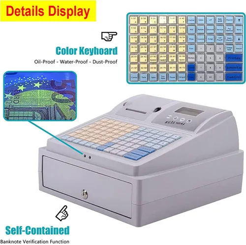 Miniatura 5 de Caja registradora Sistema electrónico Pos Caja registradora Teclado plano e impresora térmica Digital LED Caja registradora para supermercado