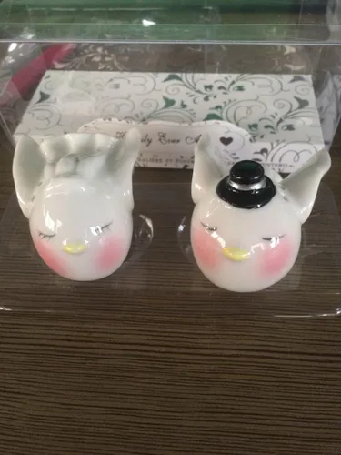 Miniatura 4 de Paquete de 50 saleros y pimenteros Kissing Love Birds, juego de salero y pimentero de cerámica para novios, recuerdos de fiesta de boda/regalos