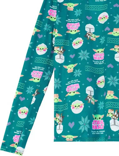Miniatura 4 de STAR WARS Baby Yoda - Conjunto de ropa interior térmica para niñas, 2 piezas, camisa de capa base y leggings largos John para niñas