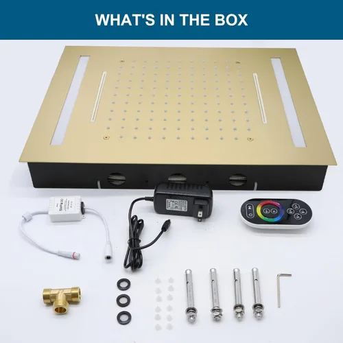 Miniatura 8 de ENGA Sistema de Ducha con Chorros Corporales, Funciones 2 en 1 de Montaje en Techo, Cabezal de Ducha LED de 14x20 pulgadas con 4 Chorros Corporales