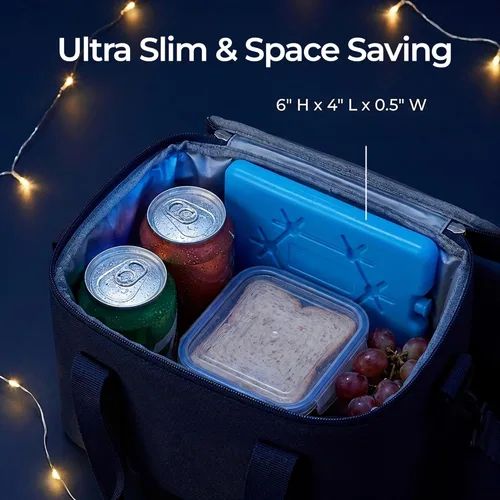 Miniatura 5 de Kona Paquete de 4 bolsas de hielo delgadas para loncheras y enfriadores, reutilizables, congelación rápida, ahorro de espacio, paquetes fríos