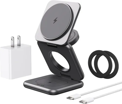 KU XIU Cargador inalámbrico para Samsung, estación de carga inalámbrica plegable de aleación de zinc 3 en 1 para Samsung Galaxy S25 Ultra S24 S23