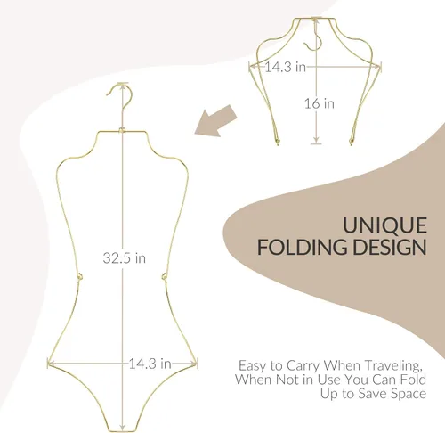 Miniatura 6 de ZEDODIER Colgador para traje de baño, estante colgante de lencería, gancho giratorio superior, diseño plegable Dorado
