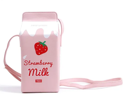 Miniatura 2 de LUI SUI Girls Fruits Banana Strawberry Milk Box Cross Body Purse Bag Women Phone Wallet Shoulder Bags