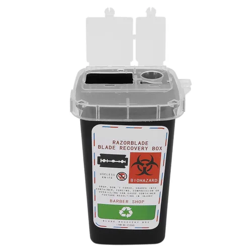 Miniatura 3 de FILFEEL Caja de eliminación de cuchillas, contenedor de cuchillas de desecho, peluquería, peluquería, peluquería, cuchillo de afeitar, caja