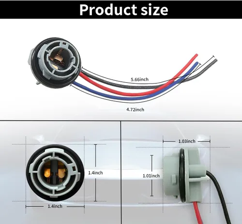 Miniatura 2 de 2 piezas de enchufe de zócalo de bombilla LED 1157, zócalo de luz de freno de señal intermitente impermeable, luz trasera, conector de enchuefe