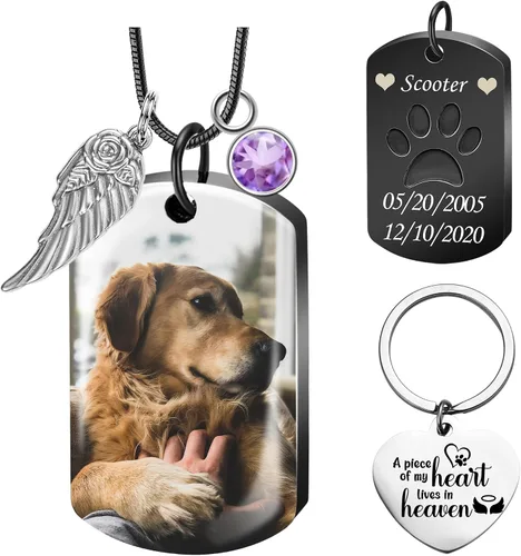 Miniatura 9 de Fanery Sue Collar personalizado para cenizas de mascotas para perros y gatos, foto y texto personalizados, regalo de condolencia, regalo de cremación