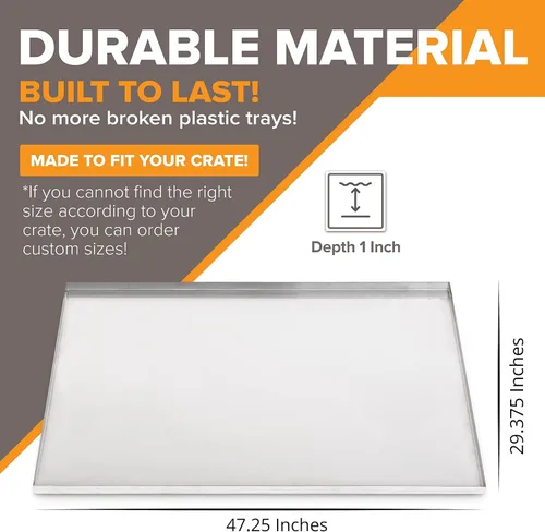 Miniatura 2 de Pinnacle Systems 47.25" X 29.38" Bandeja de reemplazo de metal para jaula de perro a prueba de mordidas y grietas para perrera, bandeja central