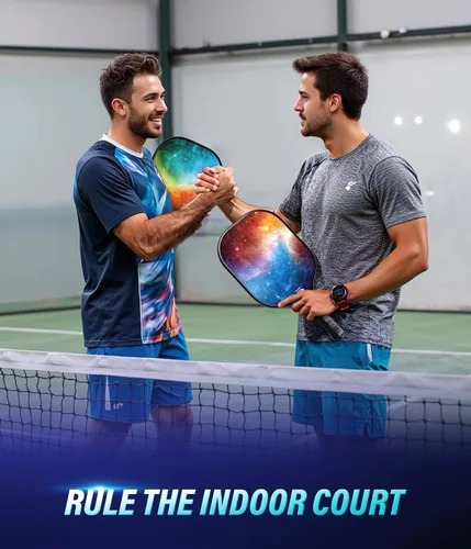 Miniatura 6 de Hicober Juego de 2 palas de pickleball Cara de fibra de vidrio ligera, agarre acolchado, aprobado por Pickleball de Estados Unidos Juego