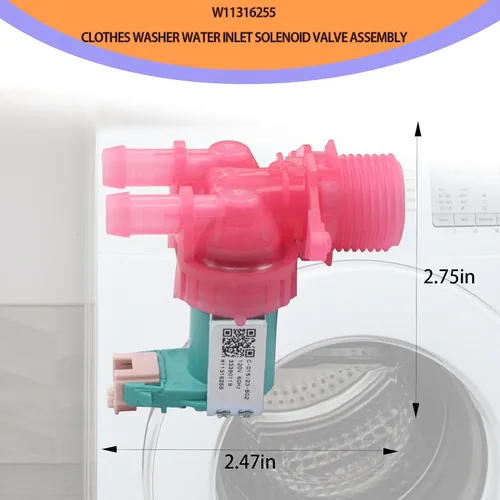 Miniatura 3 de W11316255 Válvula de entrada de agua de lavadora apta para lavado de Whirlpool Maytag Amana Sustituye a W11036928 33490439 4922254 PS12711563