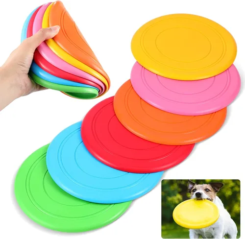 Syhood 6 discos voladores para perros de goma suave para entrenamiento de perros, discos voladores para jugar al aire libre, para jardín de