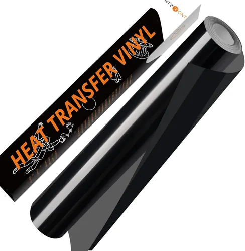 HTVRONT Rollo de vinilo HTV negro de 12 pulgadas x 10 pies, vinilo negro para planchar para todas las máquinas de corte, rollos de vinilo de