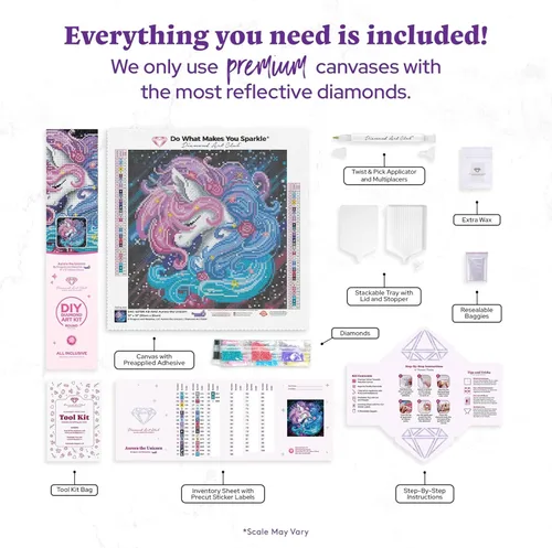 Miniatura 3 de DIAMOND ART CLUB Aurora The Unicorn - Kit de pintura de diamante, divertidas manualidades para adultos, lienzo de arte de diamante redondo, 13 x 13