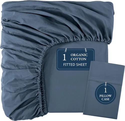 Miniatura 41 de LANE LINEN Juego de 2 piezas con sábana bajera 100% algodón orgánico tamaño individual y 1 funda de almohada, tejido de percal ligero, ultra suave